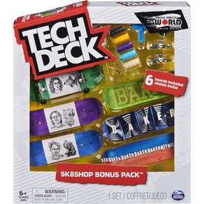 TECH DECK SK8shop 핑거보드 보너스 팩 수집 가능하고 사용자 정의 가능한 미니 스케이트보드 스타일은 다양할 수 있음, 1개