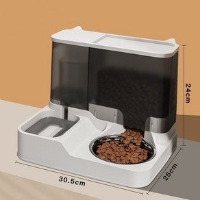 림림무역은 반려동물 자동급식 급수기를 제공합니다, 회색 + 실리카겔토 매트, 1개