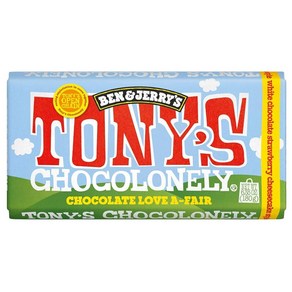 Tony's Chocolonely 화이트 초콜릿 스트로베리 치즈케이크 바 180g6.7온스 214288, 180g, 1개