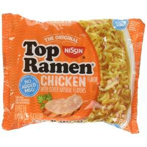 Nissin Top Ramen Noodle Soup Chicken Flavo 3 Ounce Packages - 5 Pack 닛신 탑 라면 누들 수프 치킨 맛 3온스 패키지 - 5