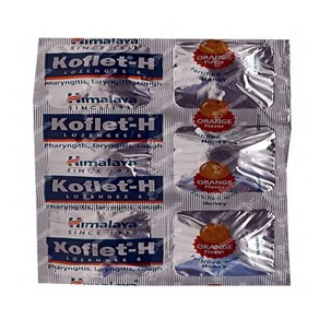 Himalaya Koflet H 기침 사탕기침 및 인후통 완화 I 오렌지 맛, 1개, 6정