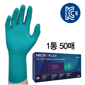 안셀 마이크로플렉스 93-260 내화학 니트릴장갑 50매 13.5g XS S M L XL, 1개