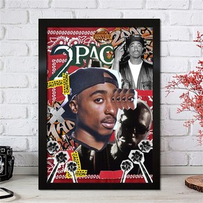 인테리어 소품 분위기액자 2PAC 투팩 스타 포스터 장식 그림 갱스터 랩 투팍 힙합 월 스티커 홈 데코 아트