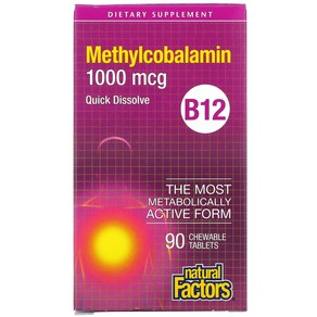 Natural Factors B12 메틸코발라민 1 000mcg 츄어블 90정