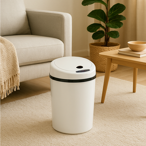[0.2초센서] 업킵 자동 센서 휴지통 냄새차단 쓰레기통 10L, 화이트