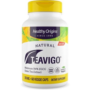 헬씨오리진 Teavigo 150mg 94% Egcg 그린티 녹차추출물 폴리페놀, 2병, 2개, 60정