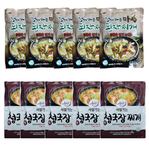 시집가는농산 장가가는 마 된장찌개 380g x5개 청국장찌개 350g x5개 즉석국 즉석탕, 5개