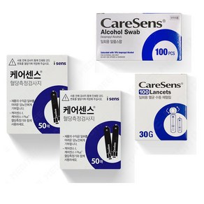 케어센스2 / 케어센스2플러스 혈당 시험지 혈당 검사지 100매 +침100매+솜100매 SW, 케어센스2혈당 시험지 100매 +침100매+솜100매, 1세트, 100개입