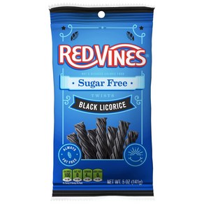 Suga Fee Red Vines Black Licoice Twists - 5-oz. Bag 설탕 없는 레드 바인 블랙 리코리스 트위스트 - 5온스 가방, 1개, 141g