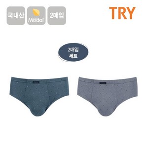 TRY 남성 삼각팬티 남자 모달 위버 브리프 2매 속옷