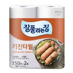 [파이브온] 잘풀리는집 천연펄프 키친타올 150매 2롤 2팩, 4개