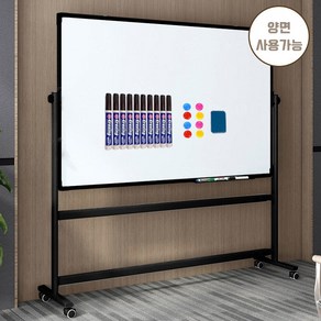 SeekFun 스탠드 화이트보드 양면 자석 높이조절 이동식 회전가능 60/90/120/150cm, 블랙