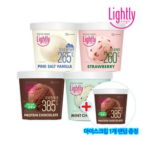 라이틀리 아이스크림 474ml 4+1/총5개/바닐라/딸기/프로틴초코/민트초코, 프로틴초코 아이스크림  474ml 4개 + 증정, 5개