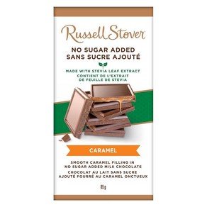 Russell Stove Suga Fee Milk Chocolate Caamel Tile Ba 3 Russell Stove 무설탕 밀크 초콜릿 카라멜 타일 바 3온, 1개, 85g