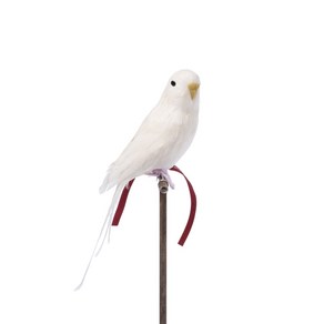 PUEBCO ARTIFICIAL BIRDS Budgie 화이트, ONE SIZE, ONE SIZE, 1개