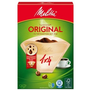 Melitta 밀리타 필터백 1x4 내츄럴 브라운 아로마 80개입, 1개