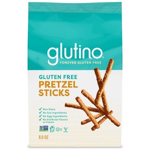 Glutino Gluten Fee Petzel Sticks 8 oz Bags (Pack of 12) 글루티노 프리 프레즐 스틱 8온스 백(12팩), 226g, 12개