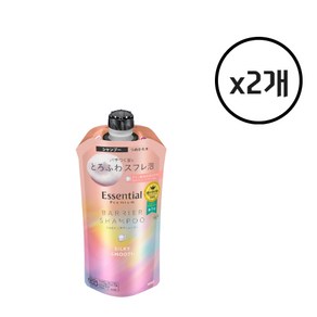 kao 에센셜 프리미엄 보습 배리어 샴푸 실키 & 스무스 리필용, 2개, 340ml