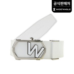 [와이드앵글 공식] [골프] 남성 CO 더블유 육각 버클 자동 벨트 WMP23Y03W2, White, 1개