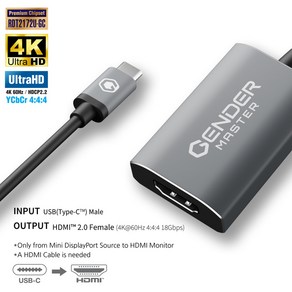 젠더마스터 USB-C to HDMI 2.0 액티브컨버터 4K60Hz GM-102