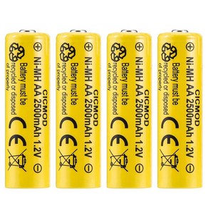 CICMOD AA 충전식 배터리 1.2V Ni-MH 2500mAh 더블 A 배터리 야외 정원 태양광 조명 4팩, 4개