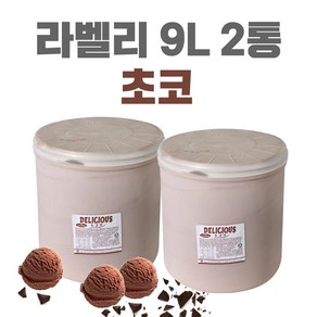 라벨리 업소용 퍼먹는 대용량아이스크림 5L 9L 카페 식당 레스토랑 후식 디저트 3가지맛 바닐라 초코 딸기, 2개