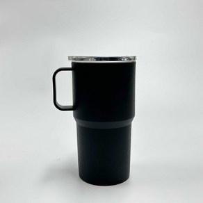 LONGGU 머그 텀블러 스텐레스 보온보냉 460mL/ 560mL 손잡이 텀블러, 블랙, 1개