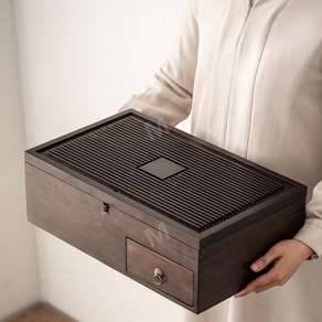 큰사이즈 다기 차 보관함 차테이블 트레이 다도 찻상 차판 다기판, A (41.5X28X15), 1개