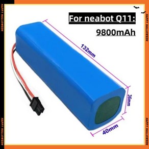 오리지널 충전식 리튬 이온 배터리 Neabot Q11 로봇 진공 청소기 교체 액세서리 14.4V 12800mAh, 1개, 4) 9.8AH