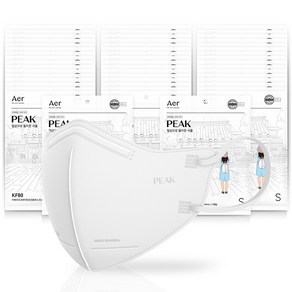 아에르 피크라이트 보건용 마스크 KF80 소형, 화이트, 1개, 50개입
