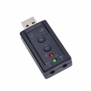 오인페추천 캐스터 스트리밍용 USB 외부 7.1 미니 사운드 카드 오디오 인터페이스 하이 퀄리티 to 3.5mm, Black