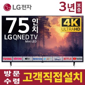 LG TV 75인치 75QNED83 4K UHD 퀀텀닷 미니 LED 스마트 티비 미러링 넷플릭스 유튜브, 고객직접설치, 스탠드형, 75인치TV