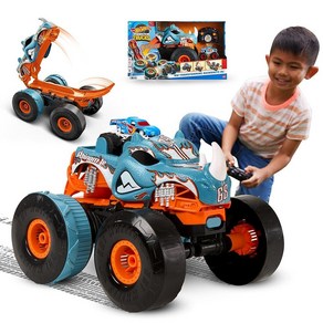 Hot Wheels RC Monste Tucks HW 데모 더비 1:15 스케일 원격 제어 장난감 트럭 지형 액션 타이어 포함 122385, Rhinomite, 1개