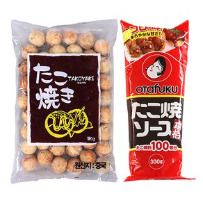 오지상구루메 타코야끼 세트 타코야끼볼 1kg(20gx50ea) 소스 300g 에어프라이어 조리, 20g, 1개