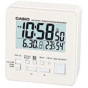 CASIO 카시오 DQD-805J-7JF [전파식 탁상알람시계 전자음 아이보리컬러 캘린더 온습도 스누즈 기능], 단일