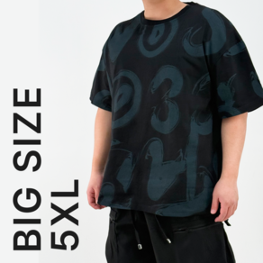 [2XL-5XL] 블루제이 넘버링 그래픽 순면 빅사이즈 오버핏 프린팅 반팔티