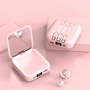 위너스홈 3in1 초고속충전 20000mAh 대용량 손거울 보조배터리, 핑크