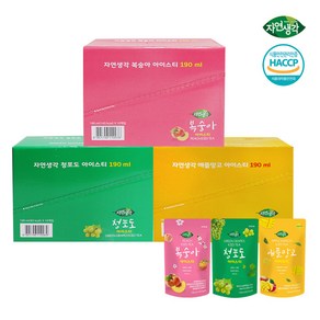 자연생각 아이스티 복숭아 10P +청포도10P +애플망고10P (30팩), 1세트, 190ml