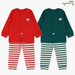 아가방 중계점 마스 상하 2Color (GREEN RED) *24년 겨울신상* 크리스마스를 닮은 색감의 가볍고 편안한 착용감의 매일 입고 싶은 긴팔 내의 상하 세트