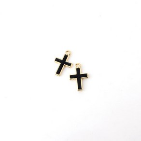 비즈아이 [7031-02]종교펜던트 에폭 십자가 11x17mm 블랙골드 1개