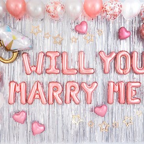 WILL YOU MARRY ME 프로포즈 풍선장식 홈파티세트 [심플리 로즈골드] 손펌프증정 장식방법동봉 파티용품 파티풍선 프로포즈 웨딩 기념일