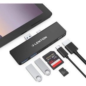 LENT Suface Po 7 USB C Hub 도킹 스테이션 6-in-1 Micosoft Hub 4K60Hz USB-C to HDMI SDMico SD 듀얼 카드 리더, 1개