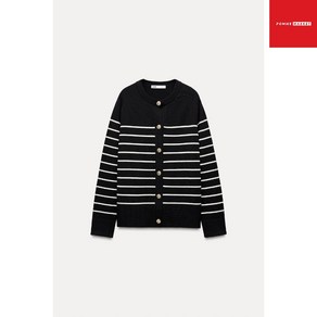 ZARA 자라 스트라이프 니트 가디건 5536/010 골드 버튼 줄무늬 카디건