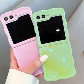 물결무늬 TPU 젤리 케이스 플립 파스텔 디자인 투명