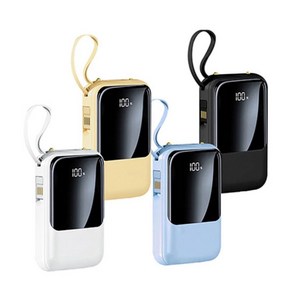 [보조배터리] 볼트 S16 LED 4in1 케이블내장 10000mAh 보조배터리, 페일옐로우