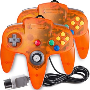 클래식 N64 컨트롤러 레트로 게임용 유선 게임패드 조이스틱 N64 콘솔 비디오 게임 시스템용 플러그 앤 플레이 2 팩, 2개, 1.주황색