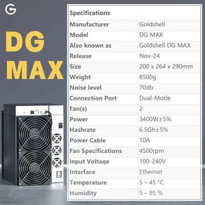 Goldshell DG MAX 채굴기 도지 LTC 코인 Scypt 알고리즘, 한개옵션2, 02 DG MAX 6.5G (Dec), 한개옵션1