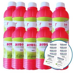 삼현제약 소독용에탄올 세탁용 세제 과산화수소 250ml 10개 + 알콜스왑 10매, 1세트