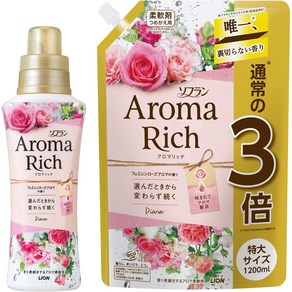 소프란아로마리치 다이아나 섬유유연제 페미닌로즈아로마향 본체 520ml 리필대형 1200ml, 페미닌 로즈 아로마, 1개