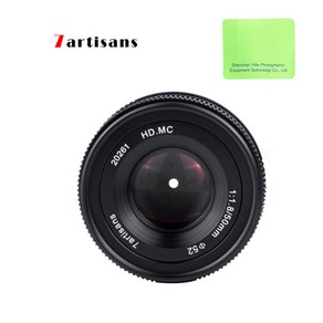 7atisans 50mm F1.8 렌즈 캐논 EOS-M 소니 E 후지 FX 마운트, 블랙, M43